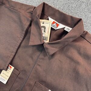 Ben Davis Men's 3XL Brown Short Sleeve Half Zip Work Shirt Durable Made in USA
